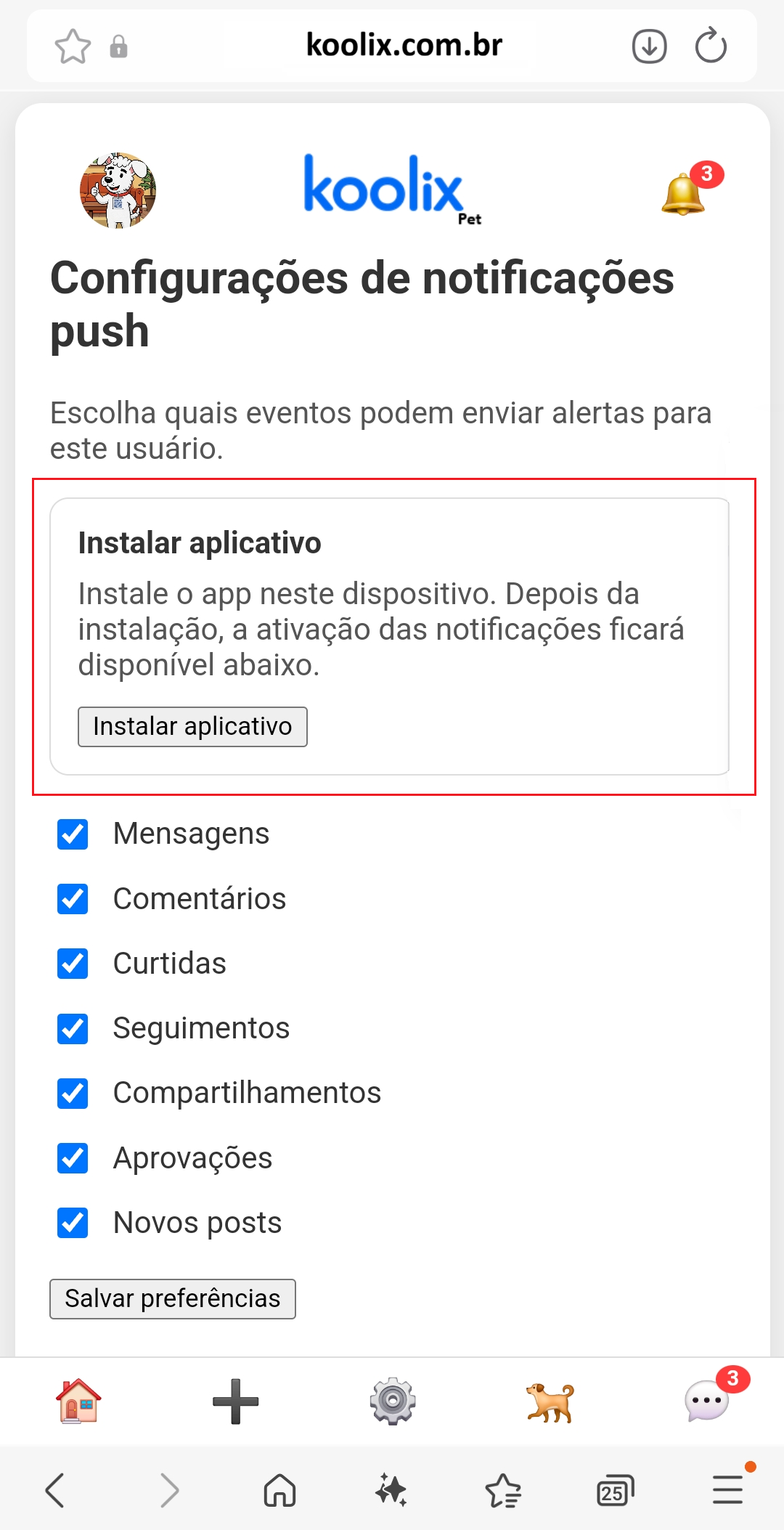 Tela do Android com opção para adicionar aplicação