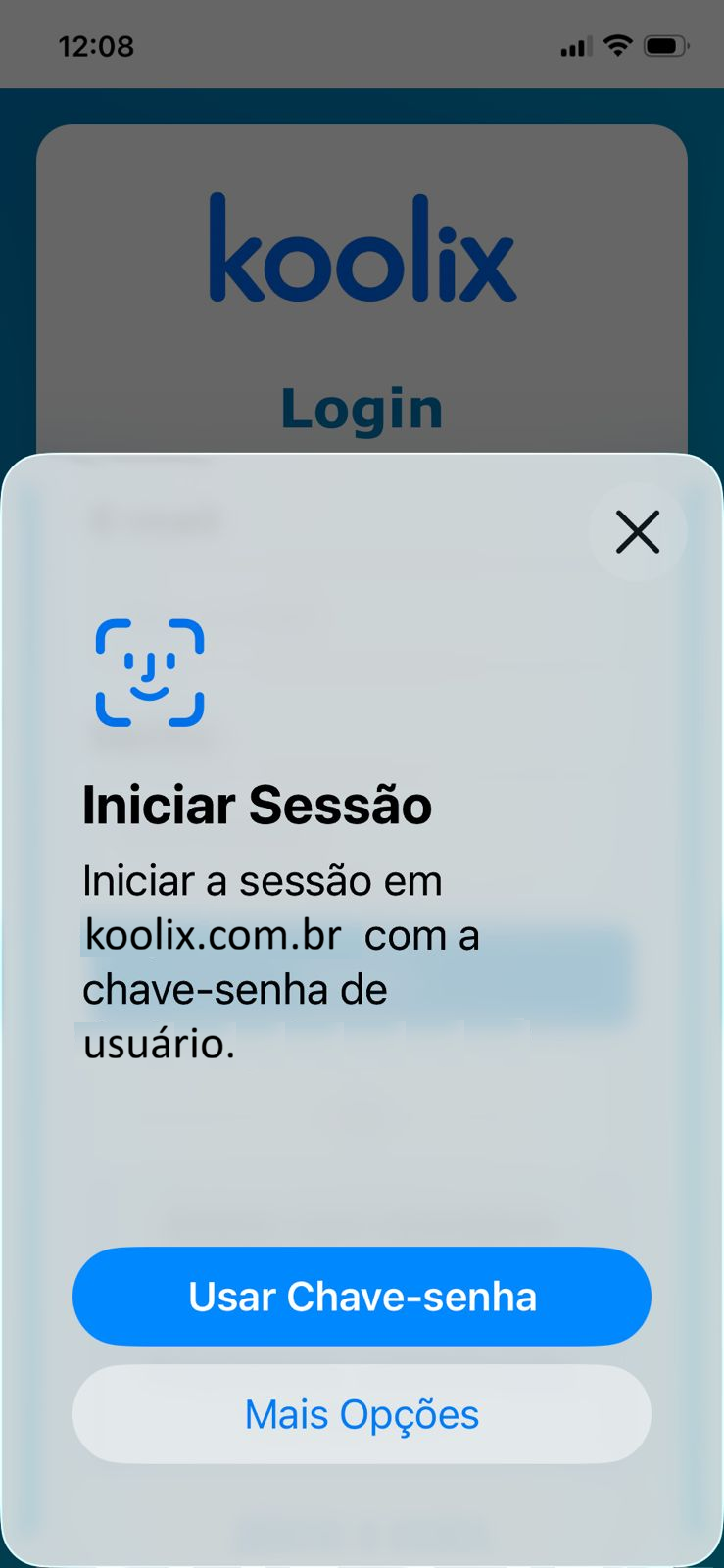Tela do celular com recurso para ativar biometria