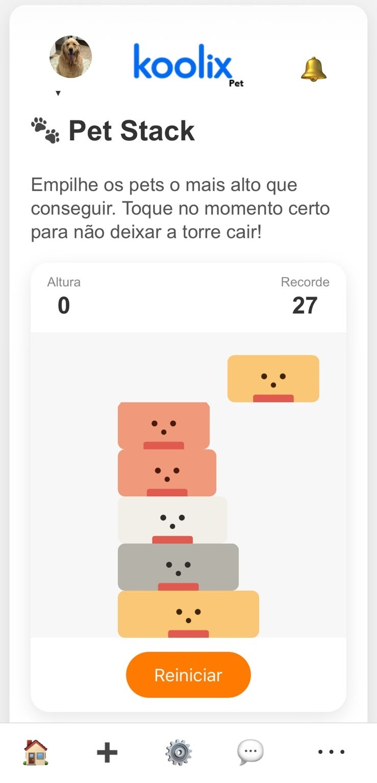 Tela do game Pet Stack